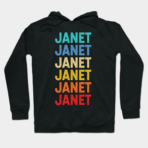 Janet Name Vintage Retro Custom Gift Named Janet Hoodie by CoolDesignsDz